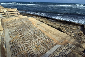 Mosaic at the Seaward Bath, Roman site of Sabratha, UNESCO World Heritage Site Mosaic at the Seaward Bath, Roman site of Sabratha, UNESCO World Heritage Site