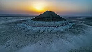 Kazakhstan Collection: Multi coloured mountain at sunset, Kyzylkup, Mangystau, Kazakhstan, Central Asia, Asia