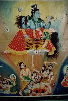 Mural of Shiva and his consort Parvati, India, Asia Mural of Shiva and his consort Parvati, India, Asia