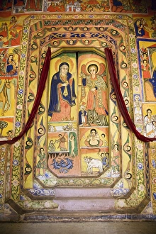 Murals in the beautifully painted Inner Sanctuary of the Christian Church of Ura Kedane Murals in the beautifully painted Inner Sanctuary of the Christian Church of Ura Kedane