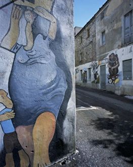 Prints of Murals, Orgosolo, island of Sardinia, Italy, Europe Painting Prints: Orgosolo Murals Print, Sardinia Italy