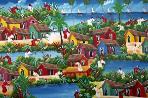 Naive Haitian painting, Colonial Zone, Santo Domingo, Dominican Republic Naive Haitian painting, Colonial Zone, Santo Domingo, Dominican Republic
