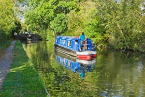 A narrow boat on the Stratford upon Avon canal, Preston Bagot flight of locks A narrow boat on the Stratford upon Avon canal, Preston Bagot flight of locks