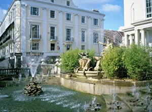 Neptune fountain and the Promenade, Cheltenham, Gloucestershire, England Neptune fountain and the Promenade, Cheltenham, Gloucestershire, England