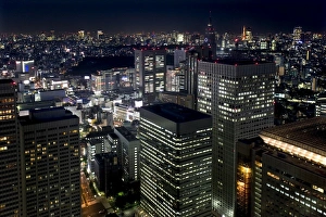 Night skyline view of Tokyos endless urban sprawl and development near South Shinjuku Night skyline view of Tokyos endless urban sprawl and development near South Shinjuku