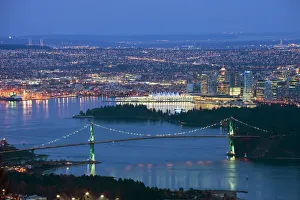 Night view of city skyline and Lions Gate Bridge, from Cypress Provincial Park Night view of city skyline and Lions Gate Bridge, from Cypress Provincial Park