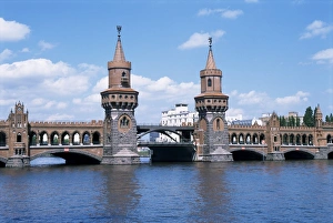 Spree River Berlin Prints: Oberbaum Bridge and river Spree