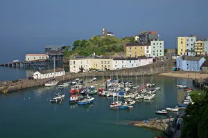 The old historic harbour in evening summer sunshine, Tenby, Pembrokeshire National Park The old historic harbour in evening summer sunshine, Tenby, Pembrokeshire National Park