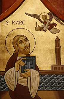 Orthodox Coptic icon of St. Mark, Chatenay-Malabry, Hauts de Seine, France, Europe Orthodox Coptic icon of St. Mark, Chatenay-Malabry, Hauts de Seine, France, Europe