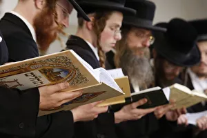 Orthodox Lelov Jews at the Synagogue in Hebron, religious site known to Jews Orthodox Lelov Jews at the Synagogue in Hebron, religious site known to Jews
