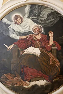 Painting depicting the evangelist St. Matthew in Nativita Beata Vergine Maria church Painting depicting the evangelist St. Matthew in Nativita Beata Vergine Maria church