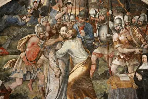 Detail of painting by Thomas Pot dating from 1563 of Christs Passion, Chapter House Detail of painting by Thomas Pot dating from 1563 of Christs Passion, Chapter House