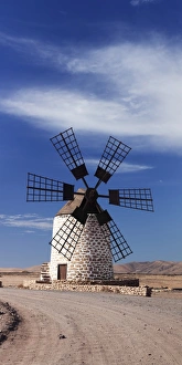Windmill Fuerteventura Prints: Panoramic image of a windmill, Tefia