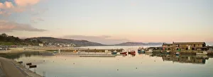 Panoramic view back to the harbour at Lyme Regis taken from the Cobb, Dorset, England, United Kingdom, Europe Panoramic view back to the harbour at Lyme Regis taken from the Cobb, Dorset, England, United Kingdom, Europe