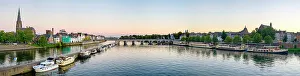 Netherlands Travel Destinations Prints: Panoramic view of the Meuse (Ms) River, Mstricht, Limburg, Netherlands, Europe