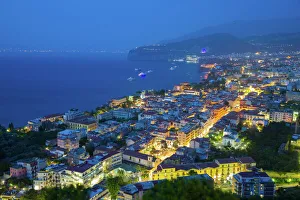Panoramic view of Sorrento at night, Sorrento, Amalfi Coast, UNESCO World Heritage Site Panoramic view of Sorrento at night, Sorrento, Amalfi Coast, UNESCO World Heritage Site