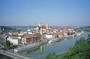 Prints of Passau and the River Danube, Bavaria, Germany, Europe River Prints: Passau River Danube Print
