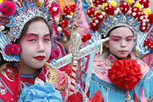 People wearing traditional costumes, Chinese New Year, Paris, France, Europe People wearing traditional costumes, Chinese New Year, Paris, France, Europe