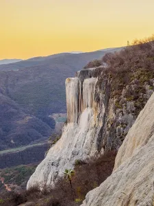 Panoramic Mountain Views Prints: Petrified Waterfall at dusk, elevated view