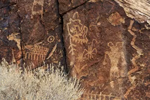 Cave Paintings Collection: Petroglyphs, Parowan Gap, Iron County, Utah, United States of America, North America