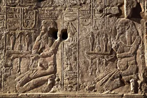 Ancient Egyptian Reliefs Prints: Pharaoh making an Offering on right