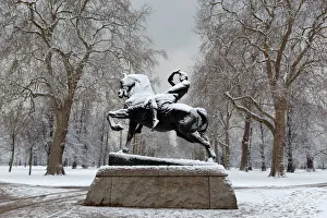Physical Energy statue in winter, Kensington Gardens, London, England, United Kingdom, Europe Physical Energy statue in winter, Kensington Gardens, London, England, United Kingdom, Europe