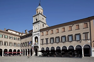 Emilia Romagna Tourist Attractions Prints: Piazza Grande Clock Tower, Modena, Emilia Romagna, Italy, Europe