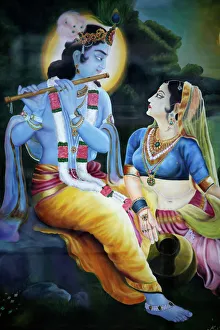 Picture of Hindu gods Krishna and Rada, India, Asia Picture of Hindu gods Krishna and Rada, India, Asia