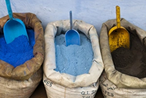Pigments and spices for sale in the kasbah, Chefchaouen, Tangeri-Tetouan Region Pigments and spices for sale in the kasbah, Chefchaouen, Tangeri-Tetouan Region