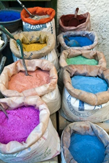 Pigments and spices for sale, Medina, Tetouan, UNESCO World Heritage Site, Morocco Pigments and spices for sale, Medina, Tetouan, UNESCO World Heritage Site, Morocco