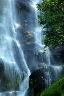 Pistyll Rhaeadr waterfall near Llanrhaeadr-ym-Mochnant, early morning light in June Pistyll Rhaeadr waterfall near Llanrhaeadr-ym-Mochnant, early morning light in June