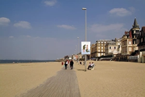 Normandy Coastal Scenery Prints: The Planche, broadwalk and beach, corniche, Trouville, Calvados, Cote Fleurie