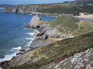 Western Europe Travel Destination Prints: Pobbles Beach from the Pennard Cliffs