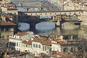Prints of Ponte Vecchio, River Arno, Florence, Tuscany, Italy, Europe River Prints: Ponte Vecchio Print, Florence Italy