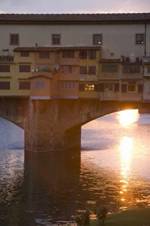 Ponte Vecchio At Sunset Prints: Detail of Ponte Vecchio Bridge in evening light