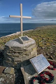Poppy wreaths laid on the 1982 War Memorial to the dead of HMS Sheffield on Sealion Island in the Falkland Islands Poppy wreaths laid on the 1982 War Memorial to the dead of HMS Sheffield on Sealion Island in the Falkland Islands