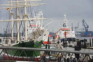 Port of Hamburg on the Elbe River, Hamburg, Germany, Europe Port of Hamburg on the Elbe River, Hamburg, Germany, Europe