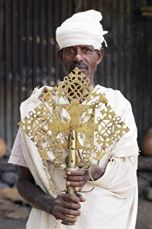 Portrait of a man holding a treasure from the Narga Selassie Christian church Portrait of a man holding a treasure from the Narga Selassie Christian church