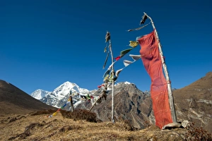 Prayers flags on the Lasa-Gasa trekking route, Thimpu District, Bhutan, Asia Prayers flags on the Lasa-Gasa trekking route, Thimpu District, Bhutan, Asia