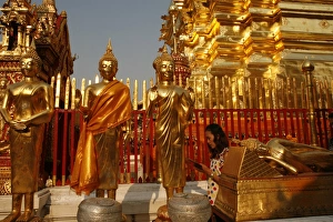 Procession and Buddha statues in Doi Suthep temple, Chiang Mai, Thailand, Southeast Asia, Asia Procession and Buddha statues in Doi Suthep temple, Chiang Mai, Thailand, Southeast Asia, Asia
