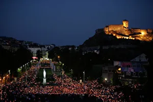 Procession at the Lourdes shrine, Lourdes, Hautes Pyrenees, France, Europe Procession at the Lourdes shrine, Lourdes, Hautes Pyrenees, France, Europe