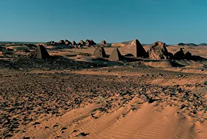 Pyramids at archaeological site of Meroe, Sudan, Africa Pyramids at archaeological site of Meroe, Sudan, Africa