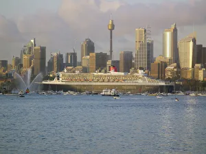 Queen Mary 2 on maiden voyage arriving in Sydney Harbour, New South Wales Queen Mary 2 on maiden voyage arriving in Sydney Harbour, New South Wales