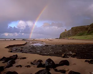 Rainbow over Mussenden Temple folly and Downhill strand Rainbow over Mussenden Temple folly and Downhill strand