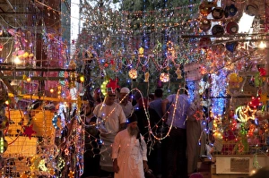 Ramadan decorations in a cotton market, Jerusalem Old City, Israel, Middle East Ramadan decorations in a cotton market, Jerusalem Old City, Israel, Middle East