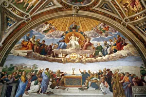 Raphaels Rooms, Disputation of the Holy Sacrament, Vatican Museum, Rome, Lazio Raphaels Rooms, Disputation of the Holy Sacrament, Vatican Museum, Rome, Lazio