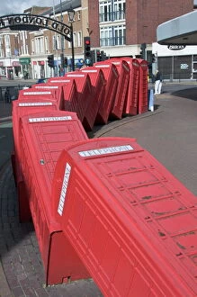 Images Dated 13th April 2008: Red telephone box sculpture Out of Order by David Mach. Kingston Upon Thames