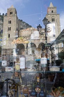 Cefalu Cathedral Shop Window Reflection Print