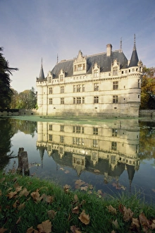 Reflection in lake of the chateau at Azay Le Rideau, one the chateaux of the Loire Reflection in lake of the chateau at Azay Le Rideau, one the chateaux of the Loire