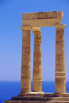 Lindos Rhodes Greece Prints: Remains of the Hellenistic stoa